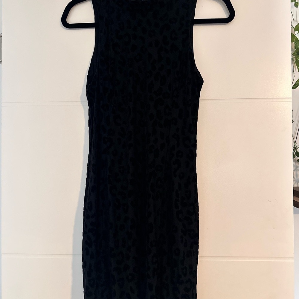 Astr Black Animal Print Midi Dress